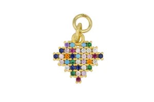 Gold Multicolor Pave Heart Charm