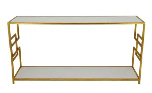 Gold Open Shelf Console Table