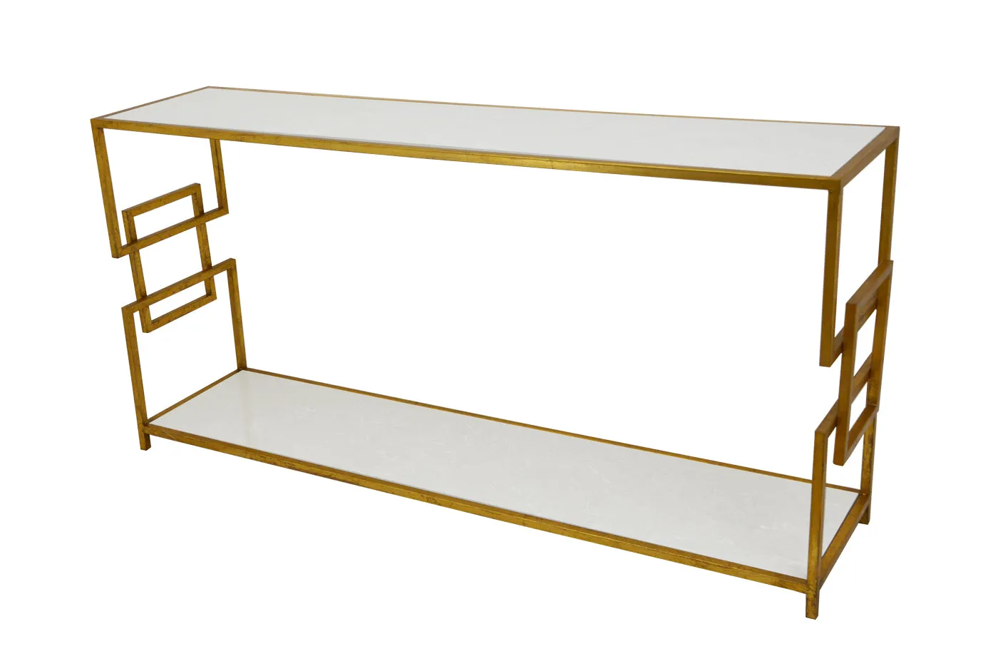Gold Open Shelf Console Table