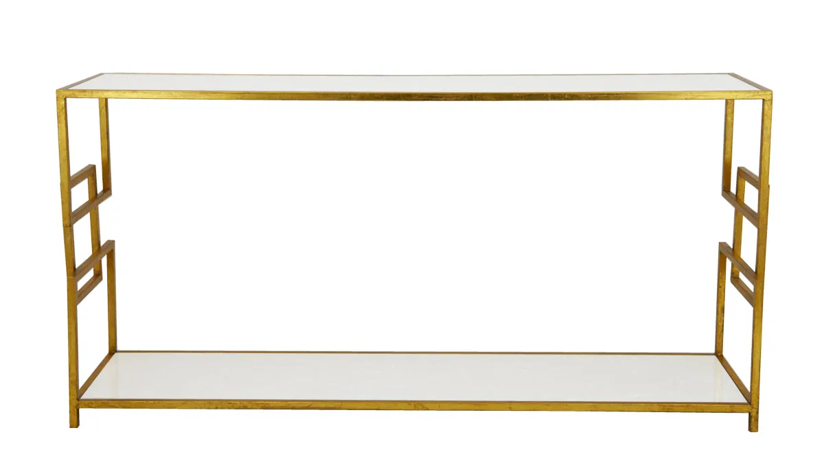 Gold Open Shelf Console Table