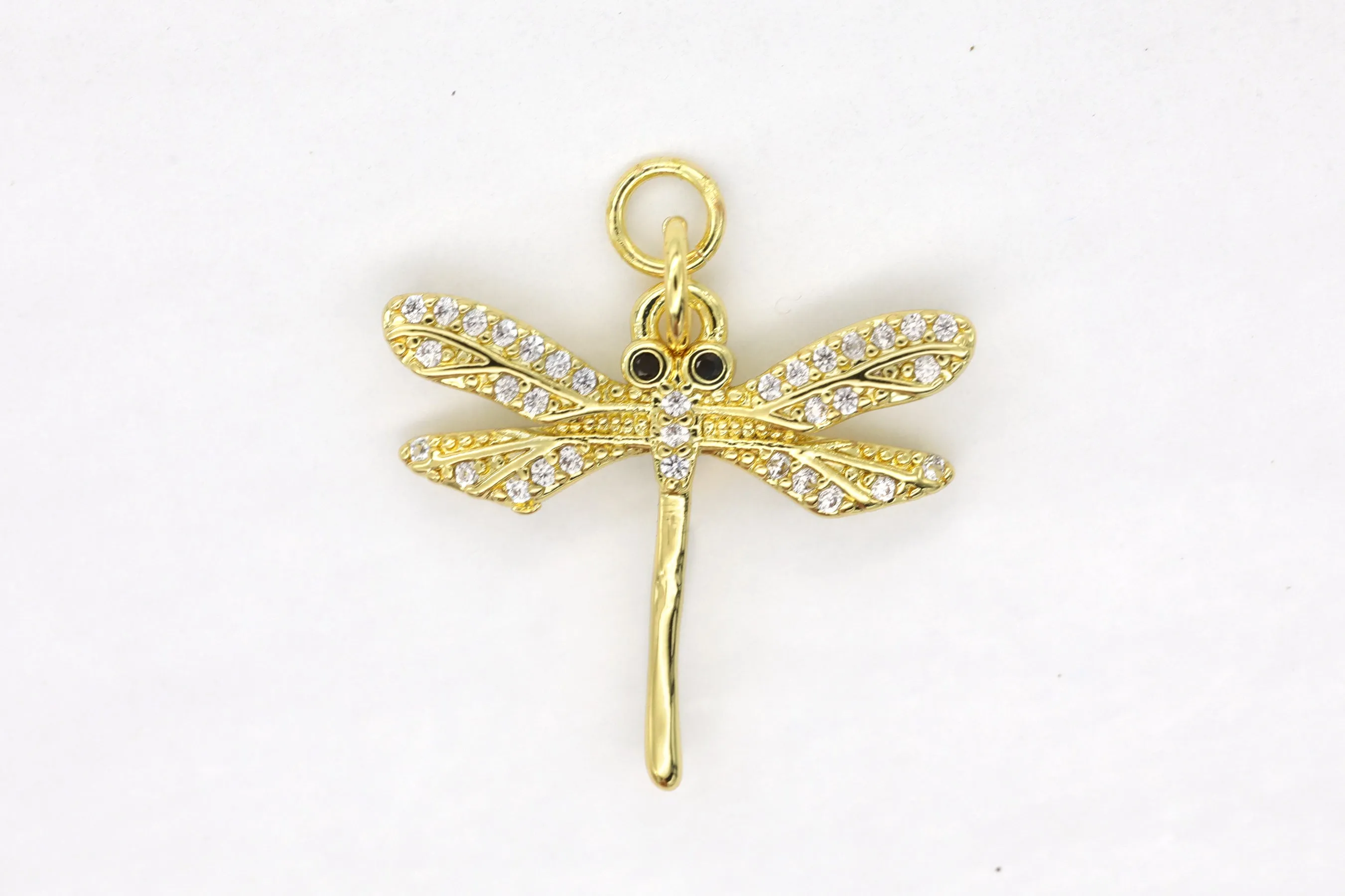 Gold Pave Large Dragonfly Charm