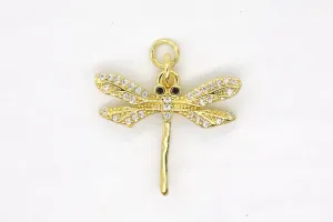 Gold Pave Large Dragonfly Charm