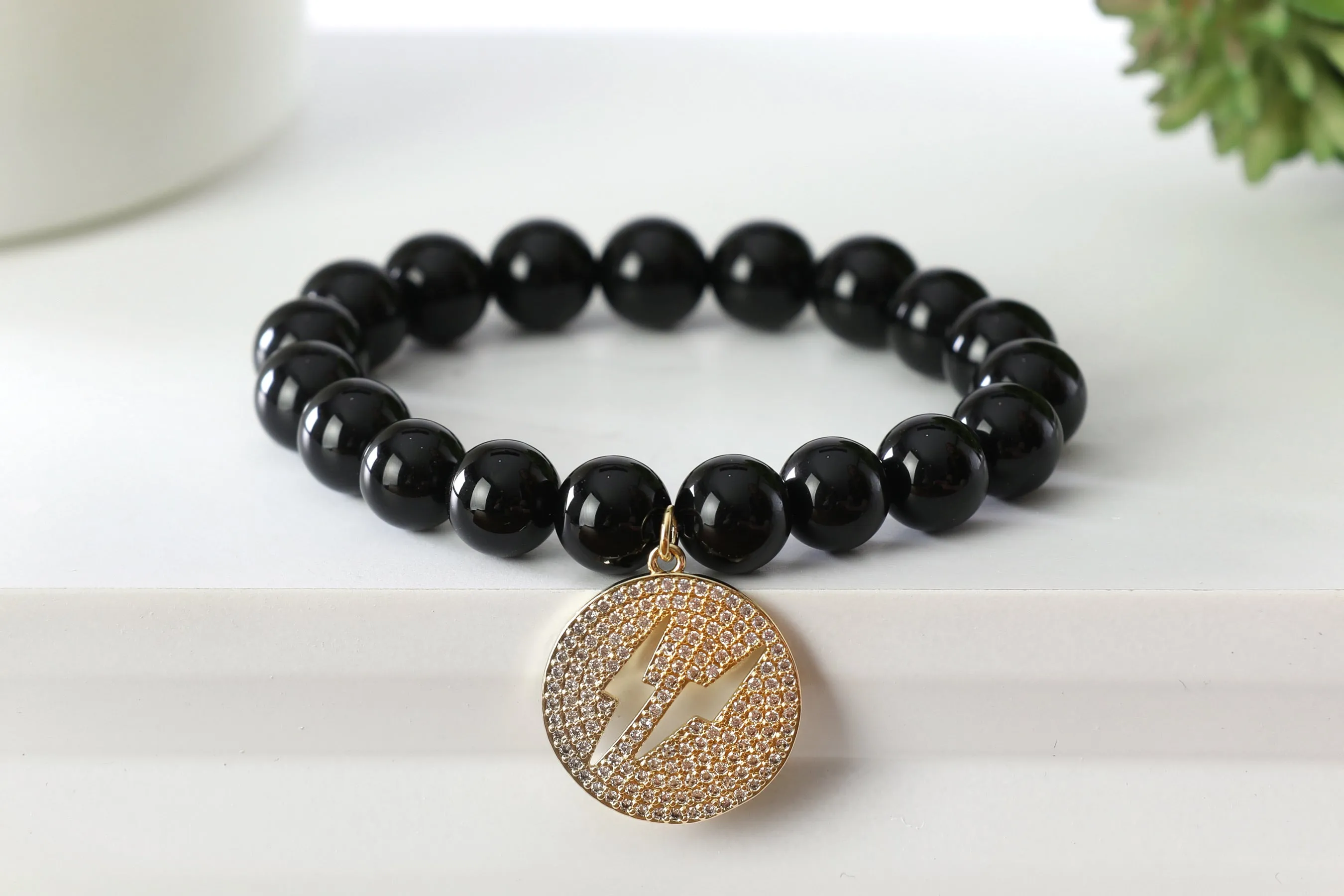 Gold Pave Lightning Bolt Charm