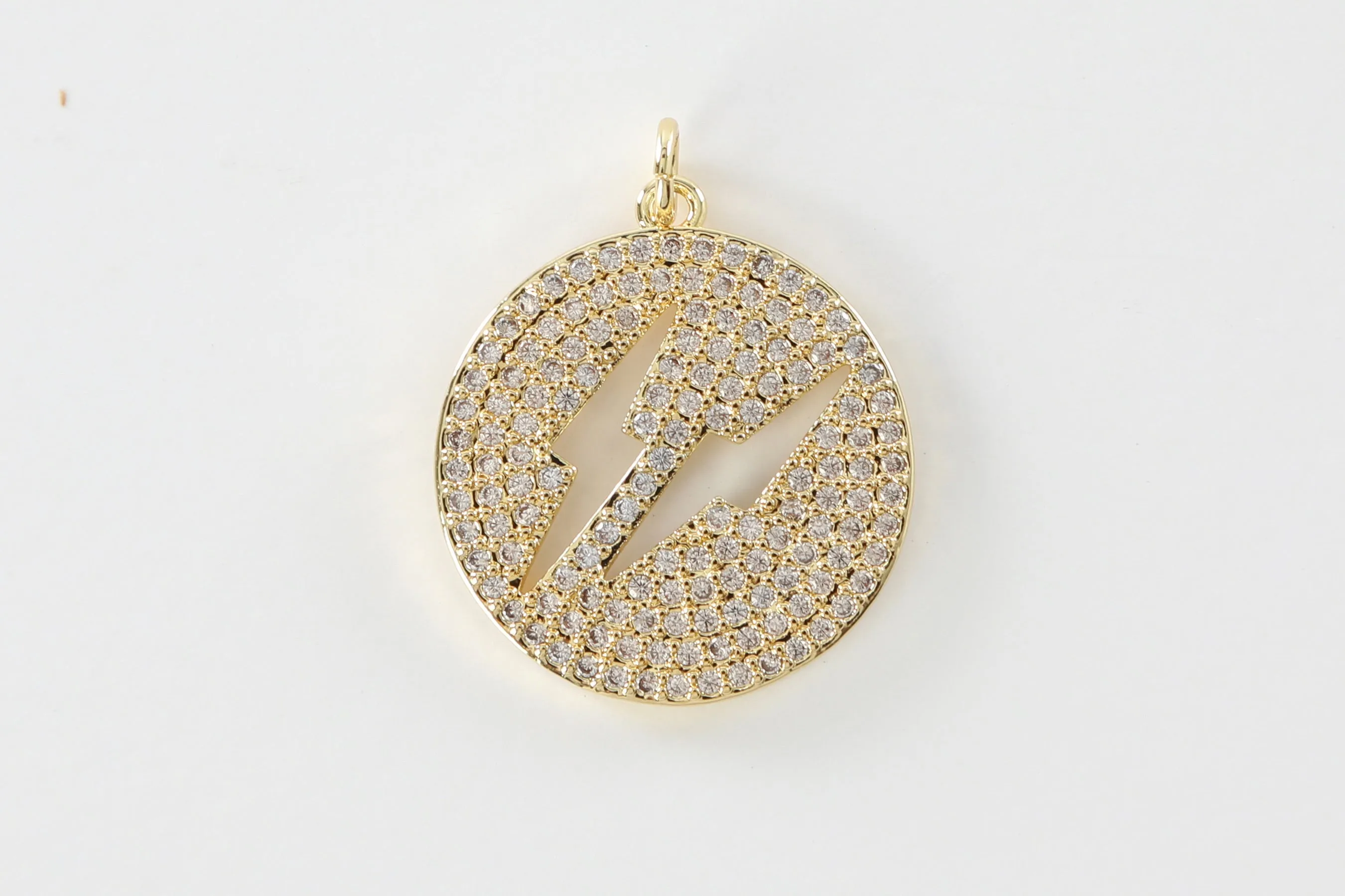 Gold Pave Lightning Bolt Charm