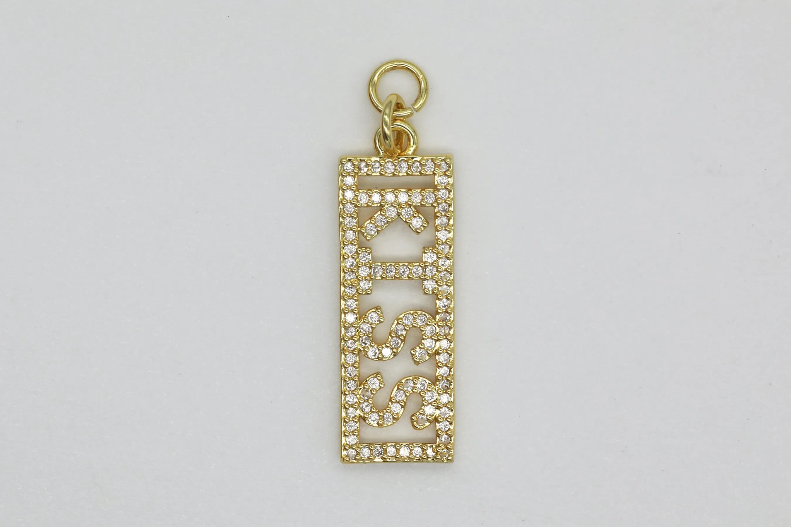 Gold Pave Long Kiss Charm