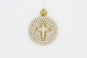 Gold Pave Open Cross Charm