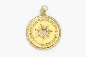 Gold Pave Sunburst/Happiness Charm