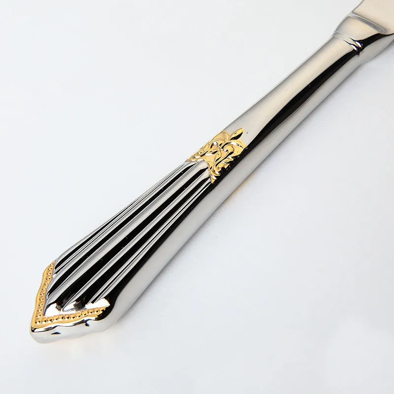 Gold Plated Cutlery Set 16pcs Luxury Dinner Sets Stainless Steel knives forks Royal Dining Table Setting Western Dinnerware Set