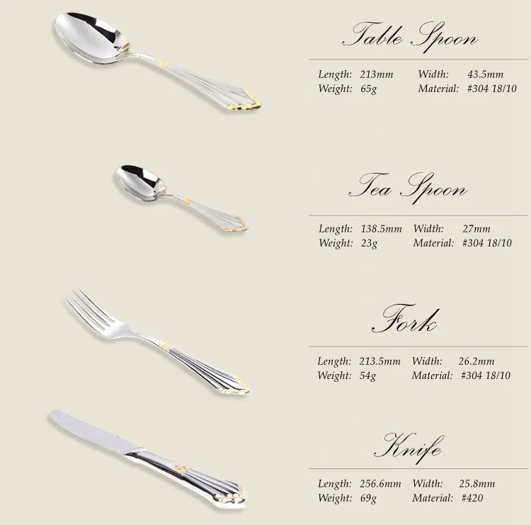 Gold Plated Cutlery Set 16pcs Luxury Dinner Sets Stainless Steel knives forks Royal Dining Table Setting Western Dinnerware Set