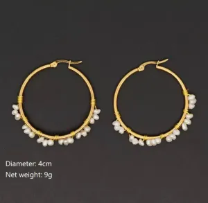 Gold Plated Earrings with Fresh Water Pearls 220-45 | Erika Williner Designs