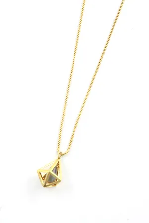 Gold Plated Labradorite Cage Necklace