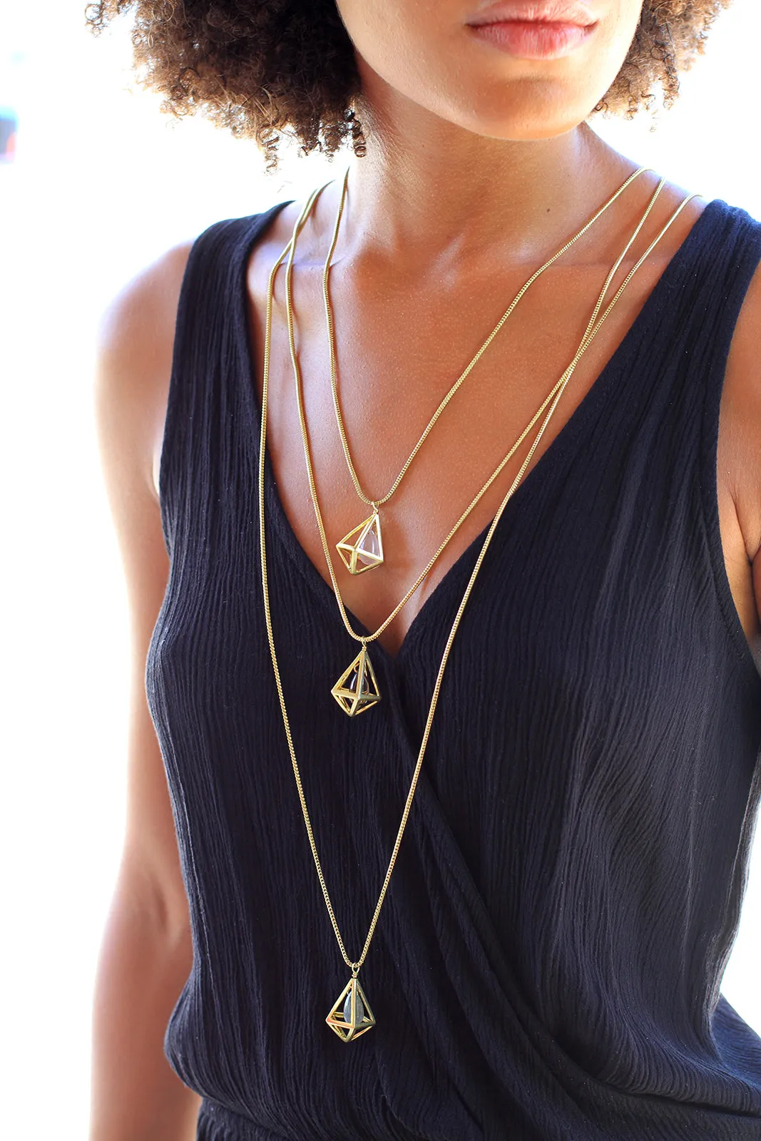 Gold Plated Labradorite Cage Necklace