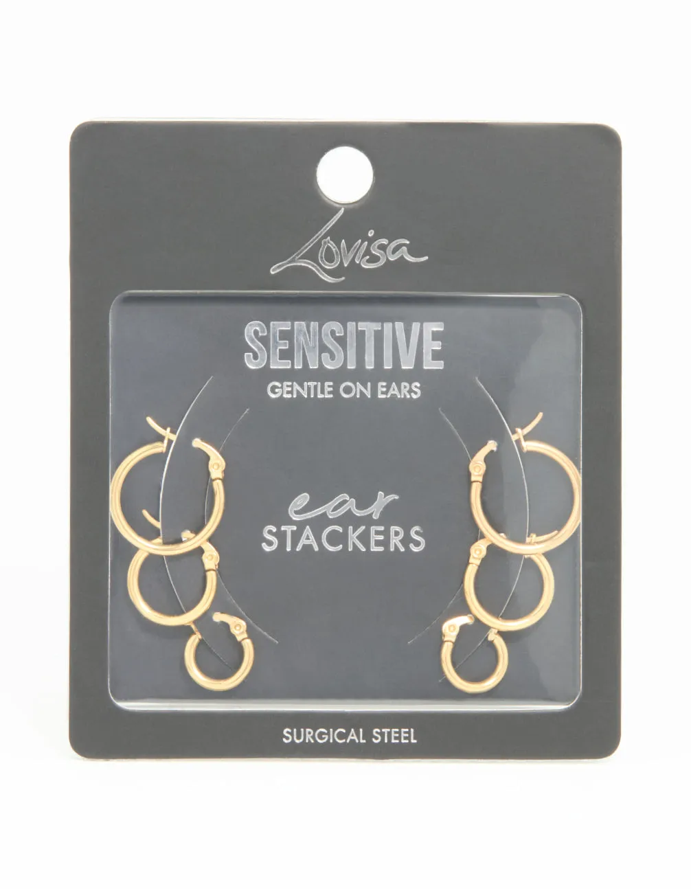 Gold Plated Surgical Steel Clasp Hoop Earrings 2-Pack