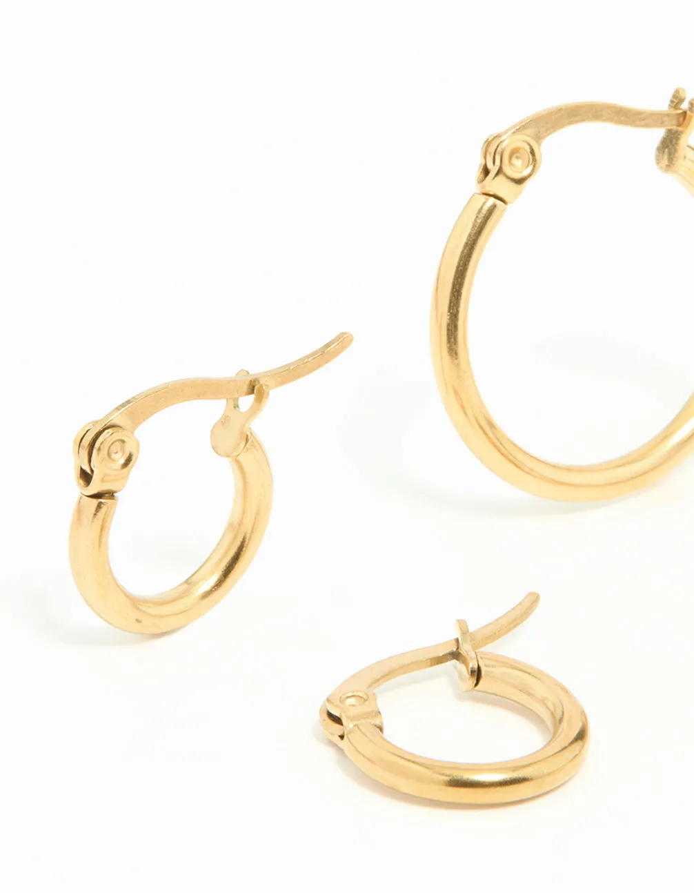 Gold Plated Surgical Steel Clasp Hoop Earrings 2-Pack