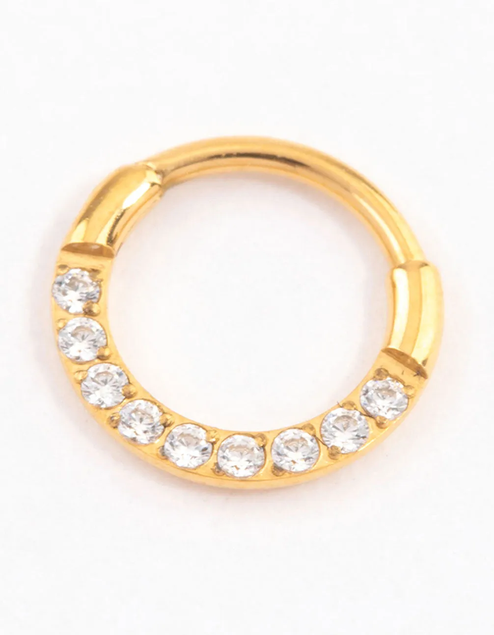 Gold Plated Titanium Cubic Zirconia Clicker Ring 6mm