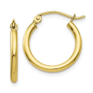 Gold Polished 2MM Round Classic Hoop Earrings