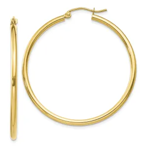 Gold Polished 2MM Round Classic Hoop Earrings