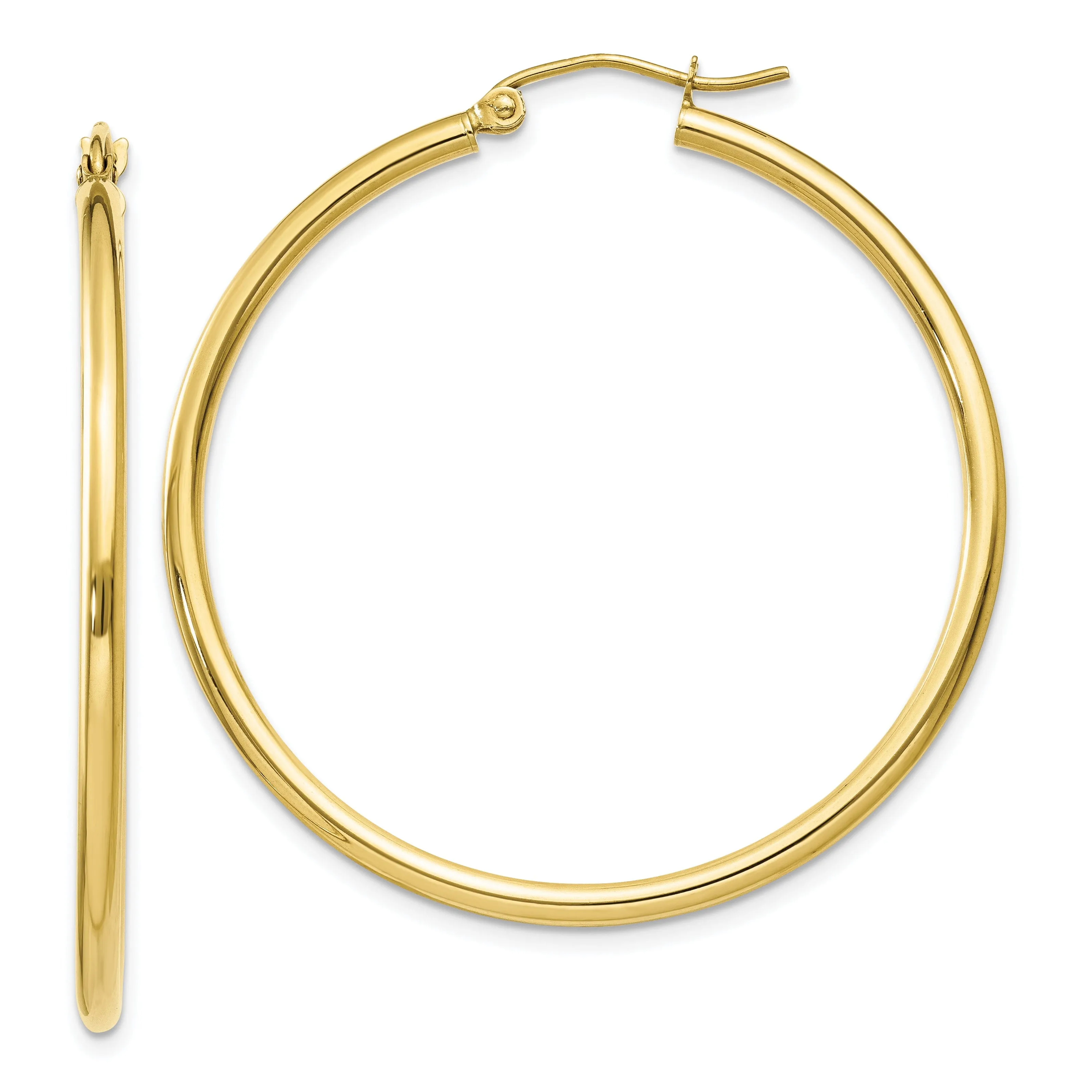 Gold Polished 2MM Round Classic Hoop Earrings