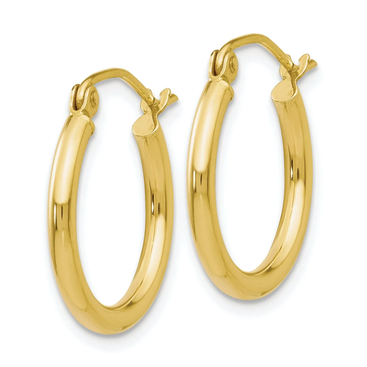 Gold Polished 2MM Round Classic Hoop Earrings