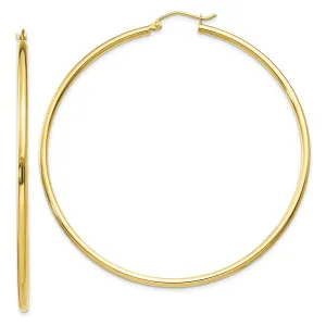 Gold Polished 2MM Round Classic Hoop Earrings