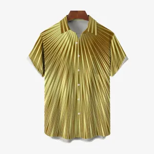 Gold Stripe Casual Oversized Short Sleeve Shirt 2407001282