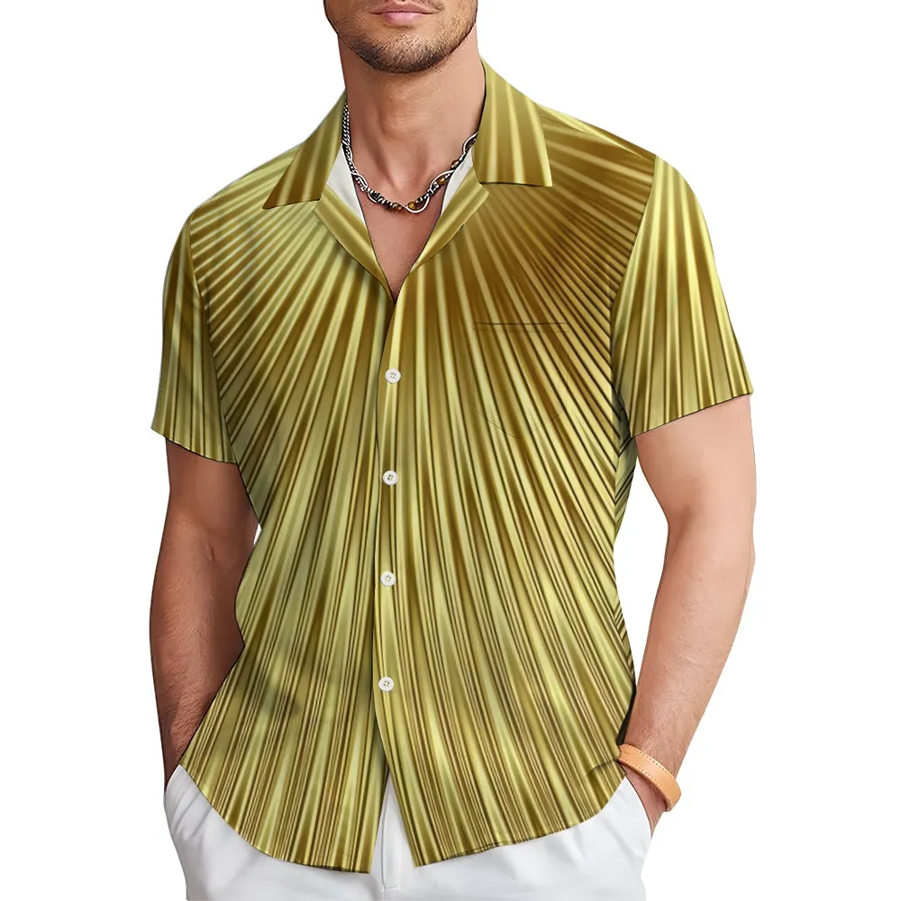 Gold Stripe Casual Oversized Short Sleeve Shirt 2407001282