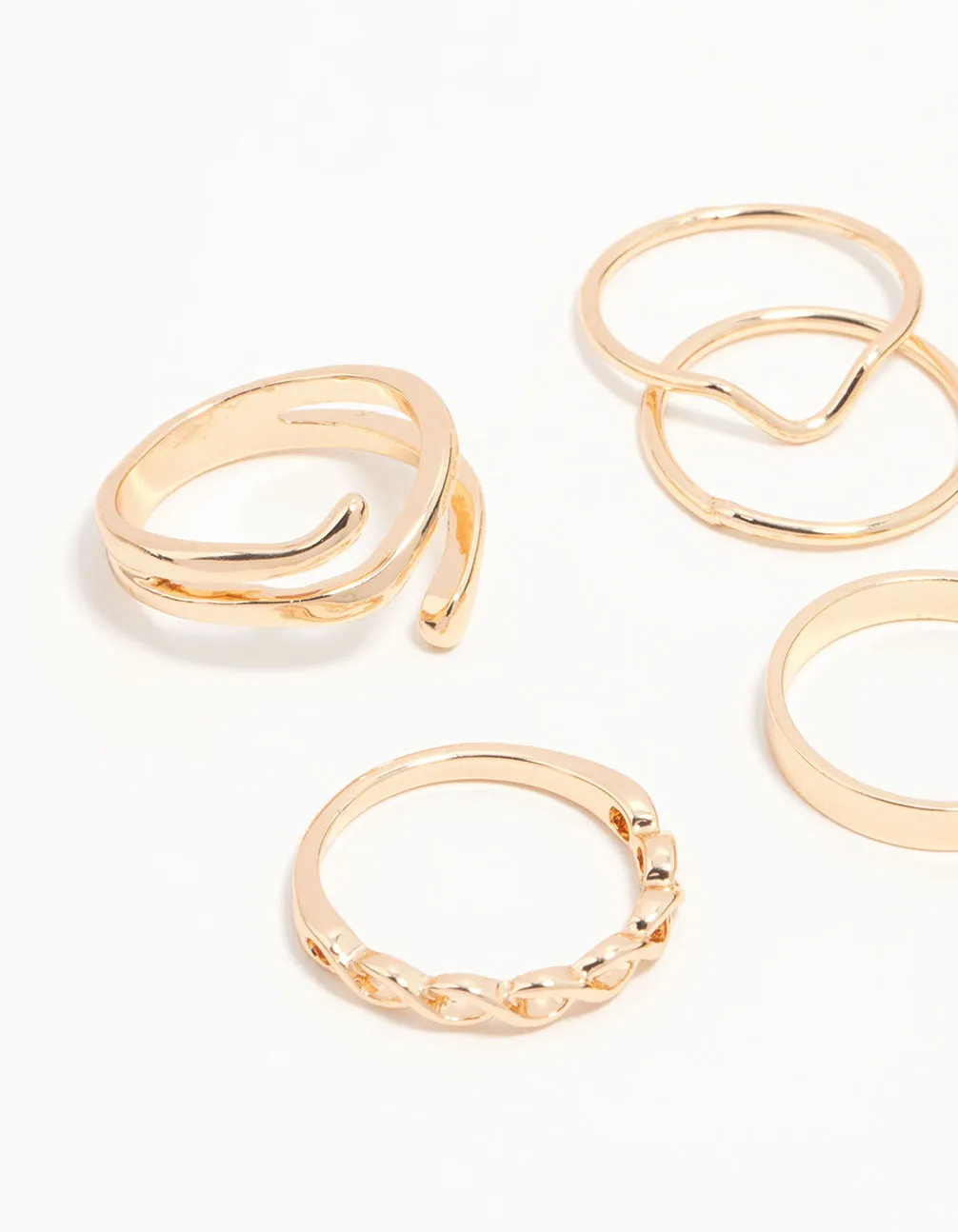 Gold Swirl Mixed Stacking Rings 8-Pack