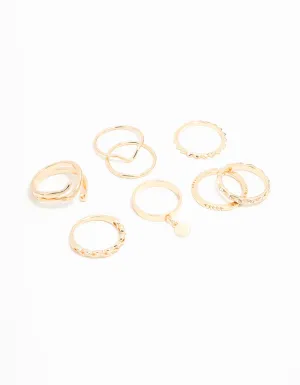 Gold Swirl Mixed Stacking Rings 8-Pack