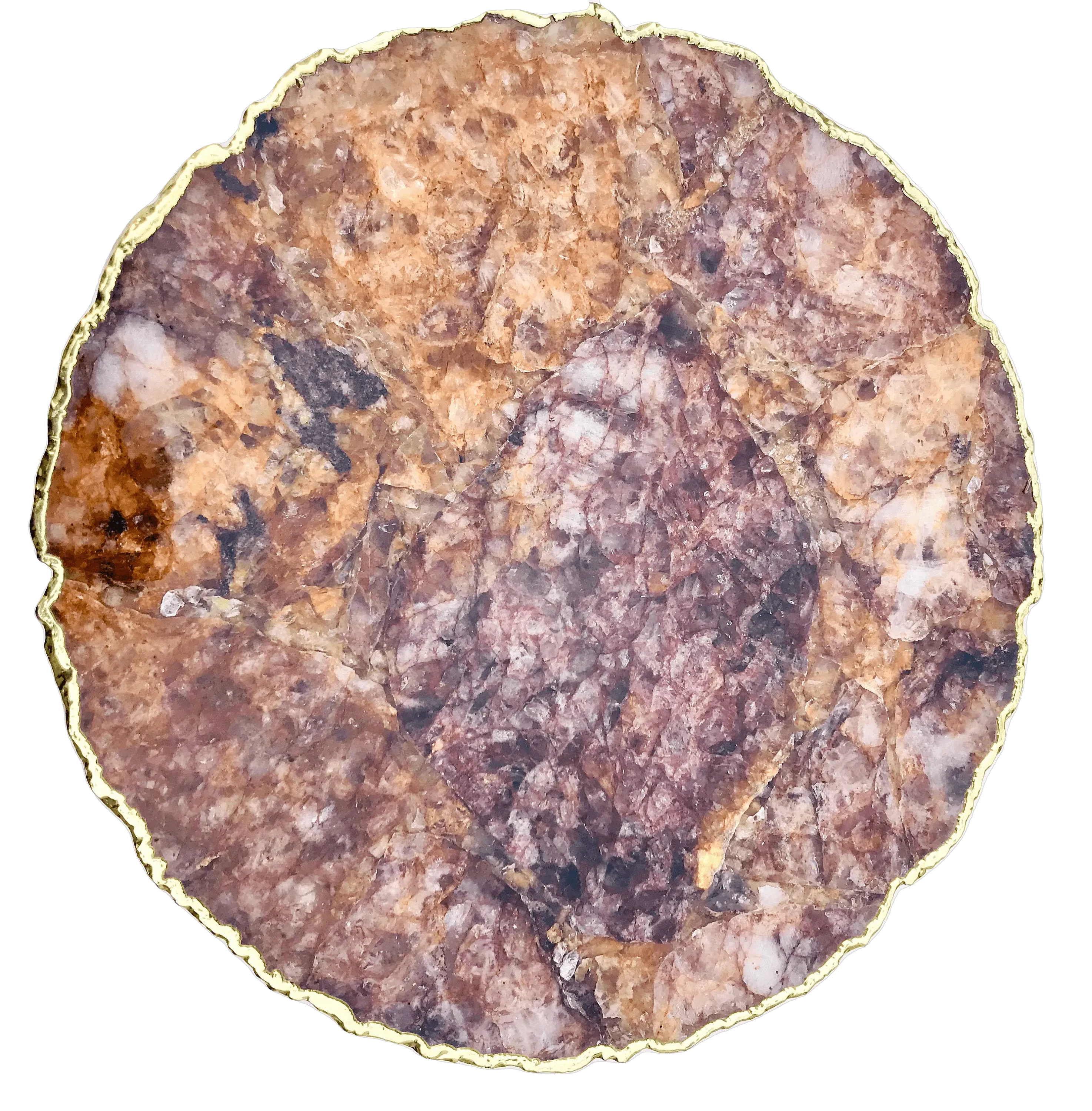 Golden Quartz Agate Organic Edge Accent Table