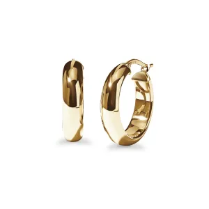 Half Round Polished Hoop Earrings in 9ct Yellow Gold
