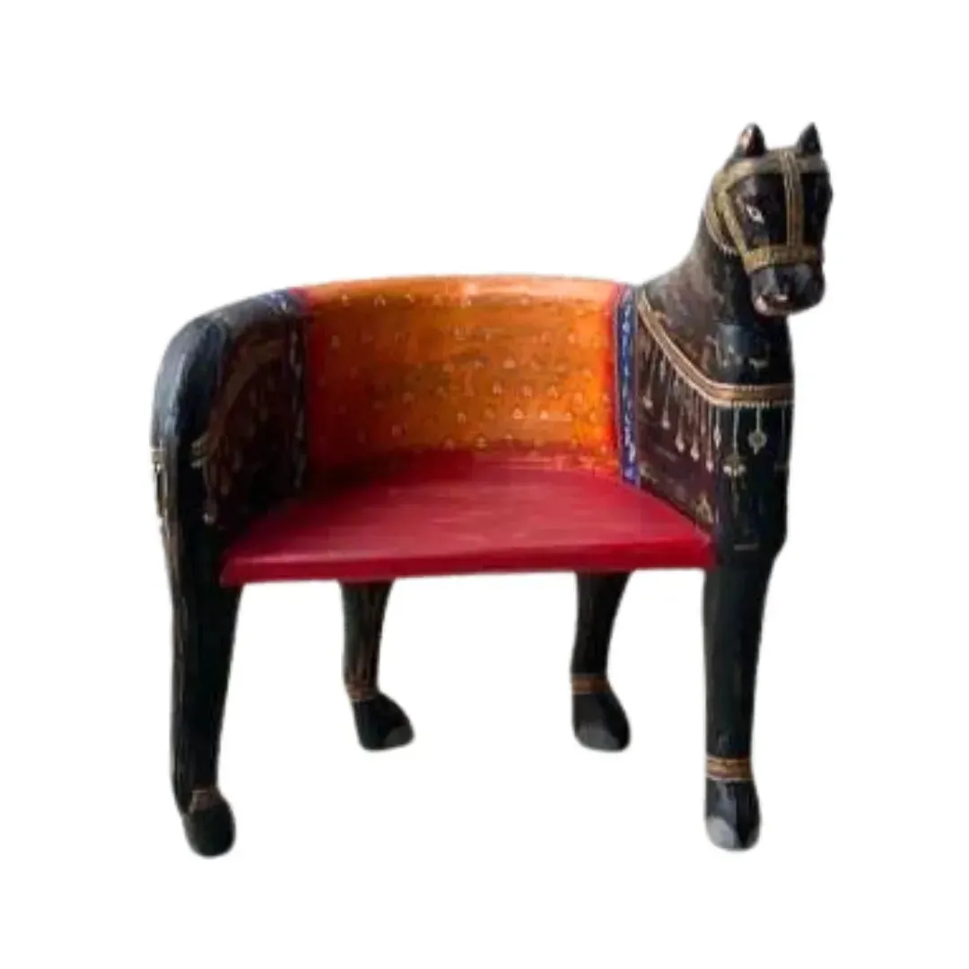 Hand Crafted Wooden Horse Maharaja chair