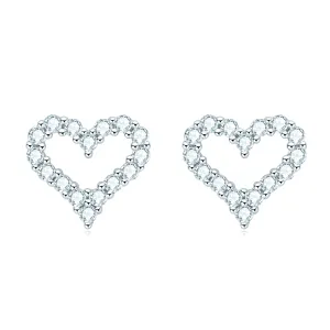 Heart 2mm Round Cut Moissanite Stud Earrings
