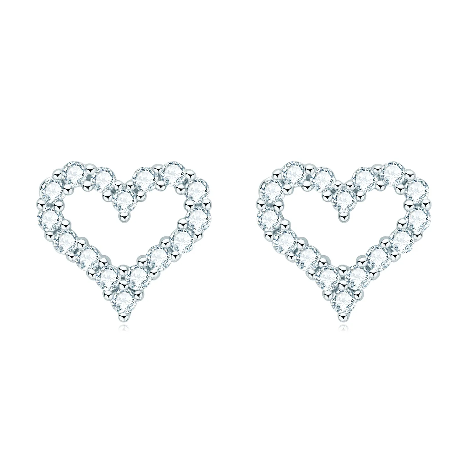Heart 2mm Round Cut Moissanite Stud Earrings