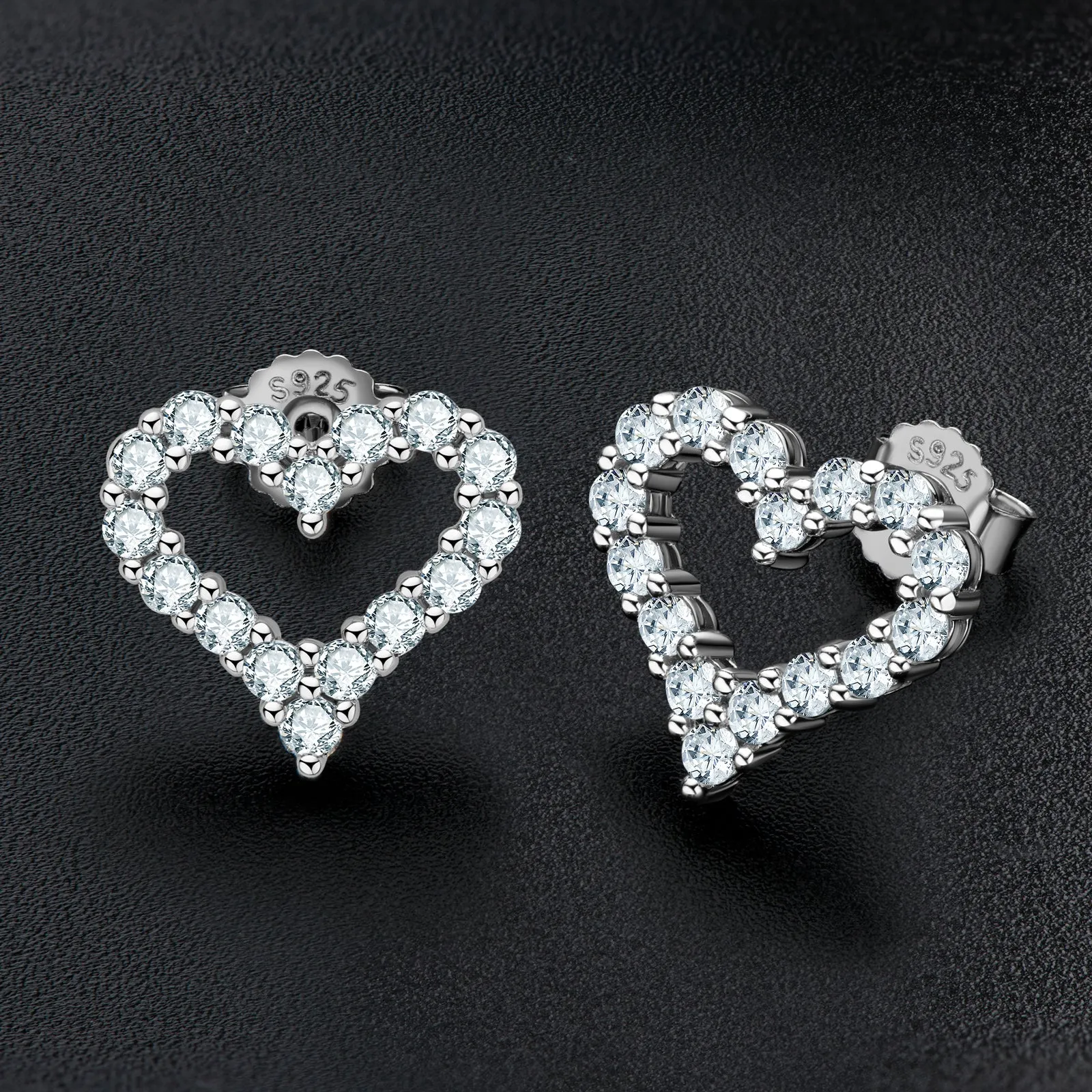 Heart 2mm Round Cut Moissanite Stud Earrings