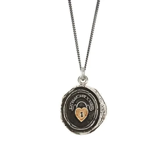 Heart Lock 14k Gold on Sterling Silver Necklace