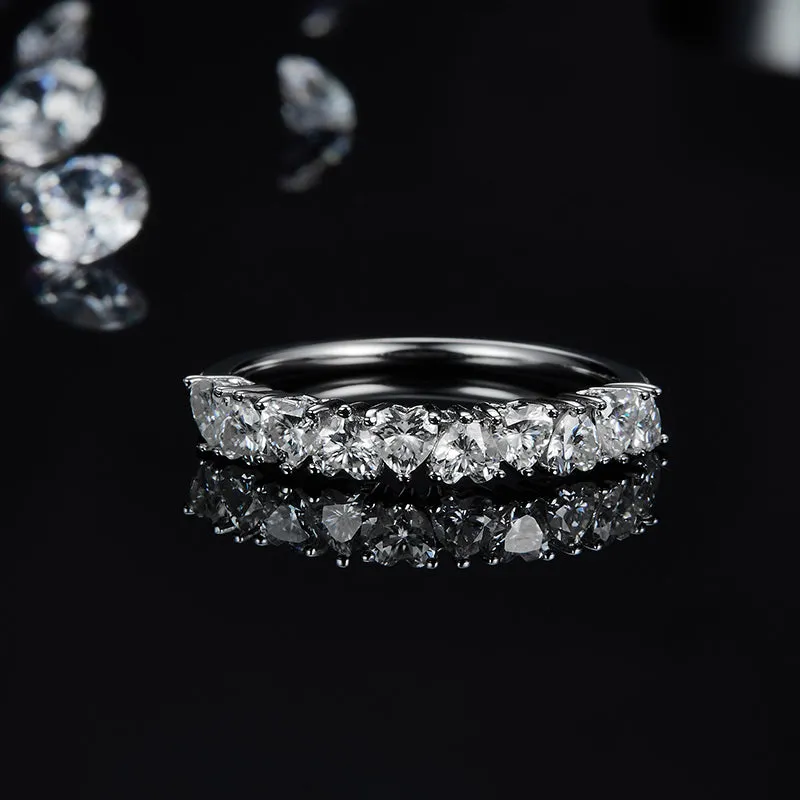 Heart-Shaped 3x3mm Moissanite Fashion Half Eternity Ring