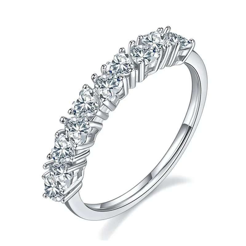 Heart-Shaped 3x3mm Moissanite Fashion Half Eternity Ring