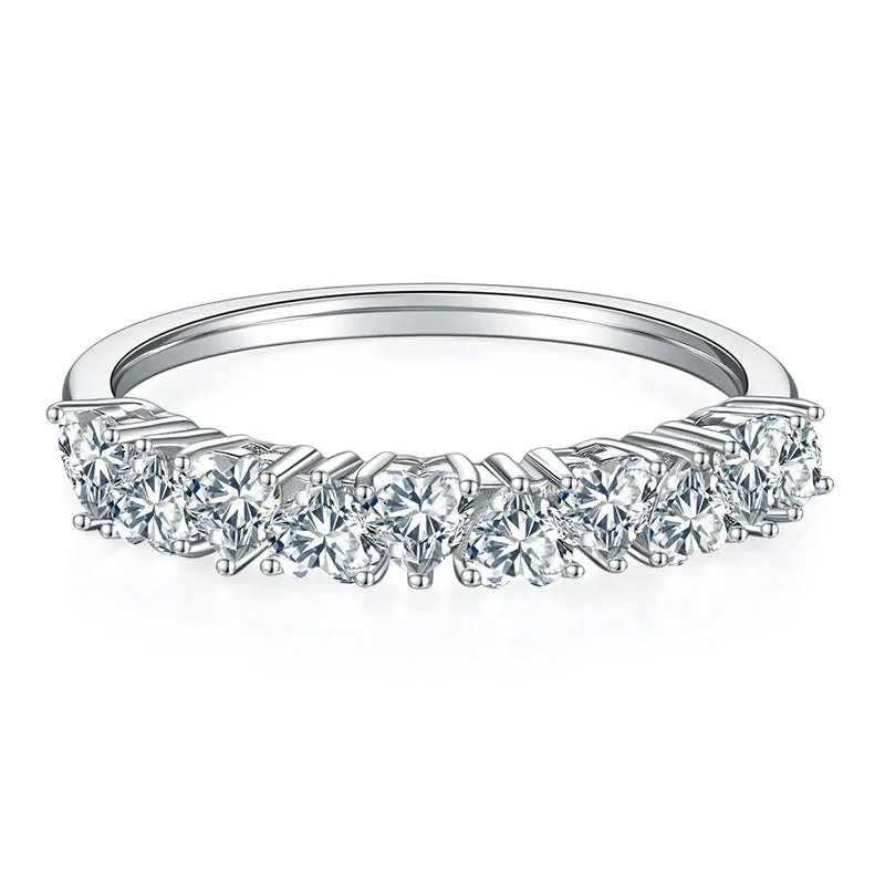 Heart-Shaped 3x3mm Moissanite Fashion Half Eternity Ring