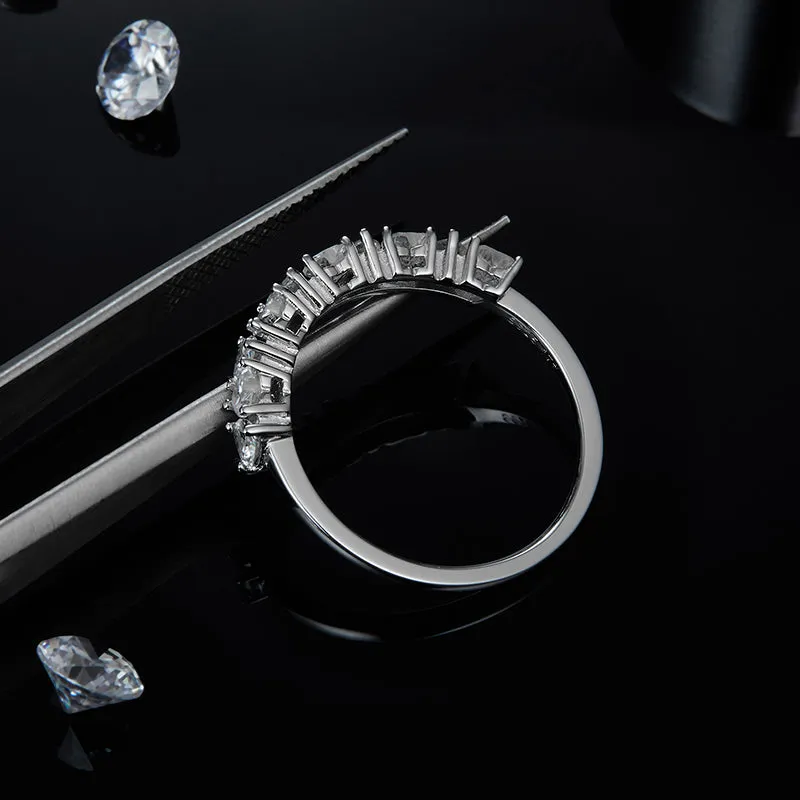 Heart-Shaped 3x3mm Moissanite Fashion Half Eternity Ring
