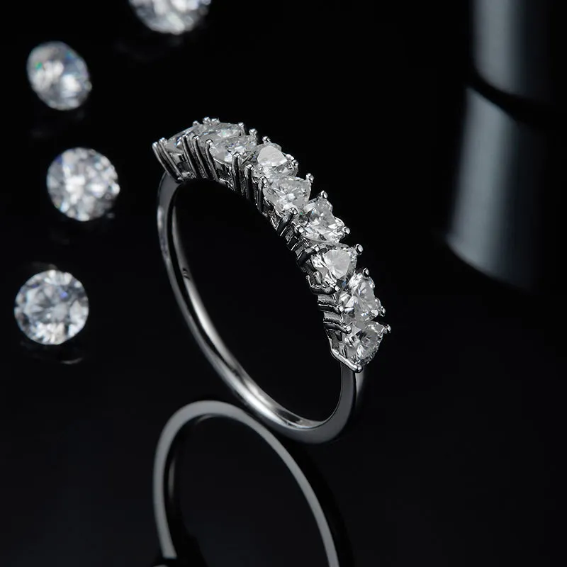 Heart-Shaped 3x3mm Moissanite Fashion Half Eternity Ring