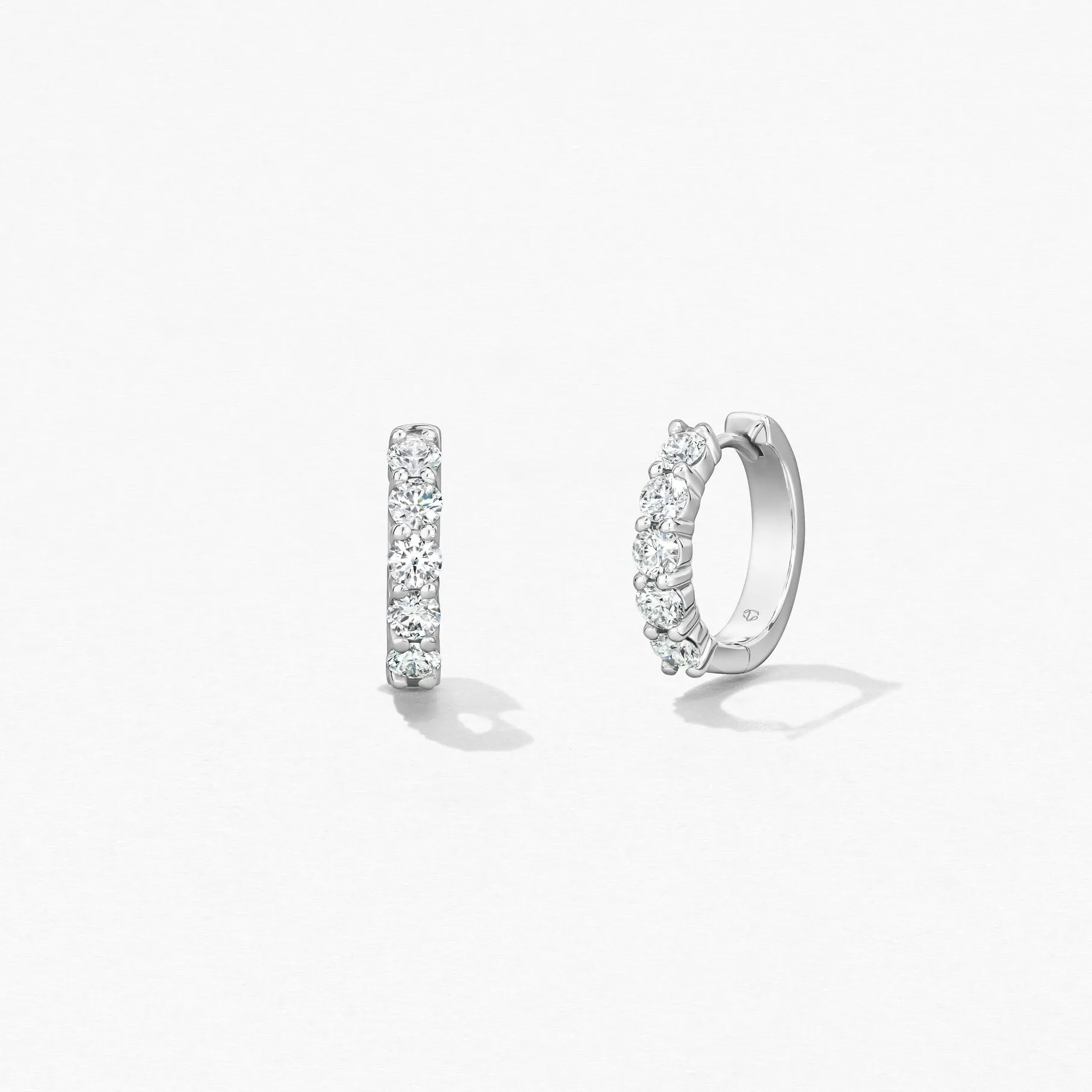 Hearts On Fire 18k White Gold Mini Diamond Hoop Earrings