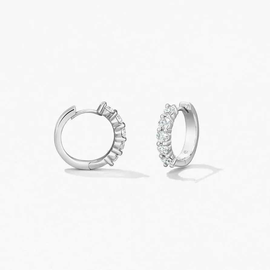 Hearts On Fire 18k White Gold Mini Diamond Hoop Earrings