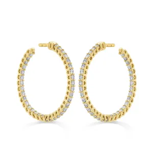 Hearts on Fire 18k Yellow Gold Signature Round Inside Out Diamond Hoop - Small