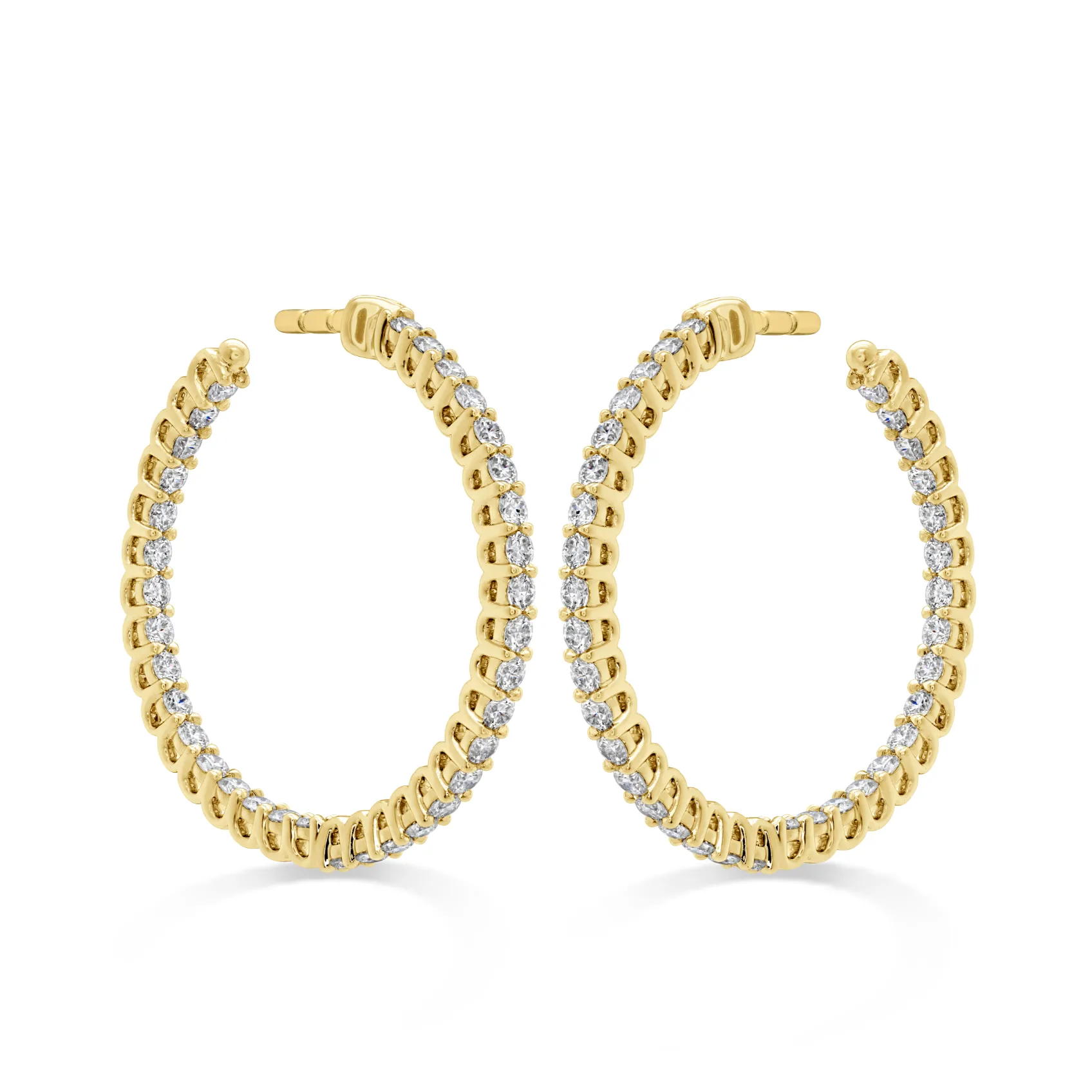 Hearts on Fire 18k Yellow Gold Signature Round Inside Out Diamond Hoop - Small
