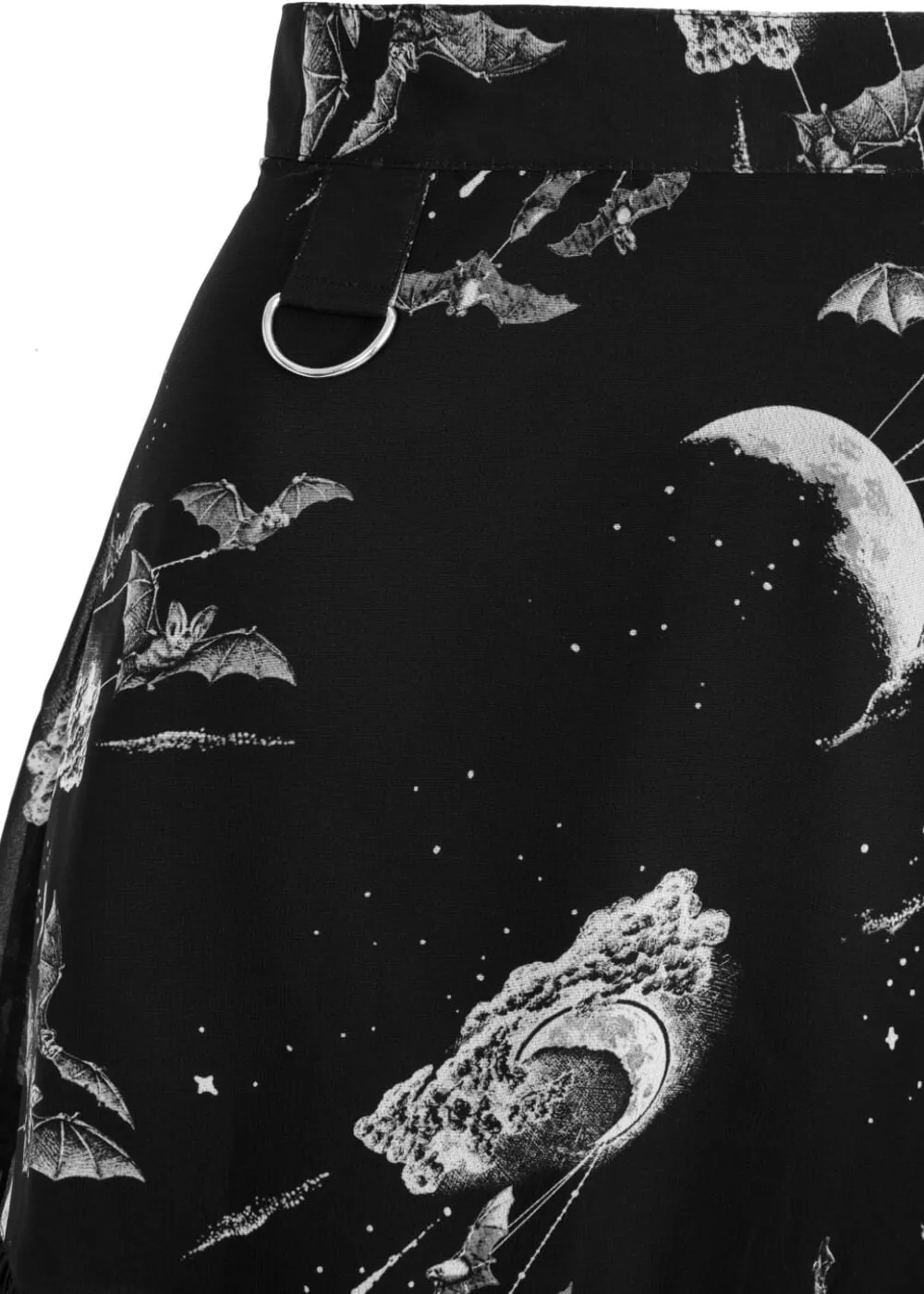 Hell Bunny Over The Moon Bats 60's Skirt Black