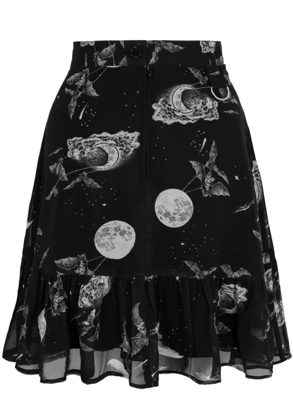 Hell Bunny Over The Moon Bats 60's Skirt Black