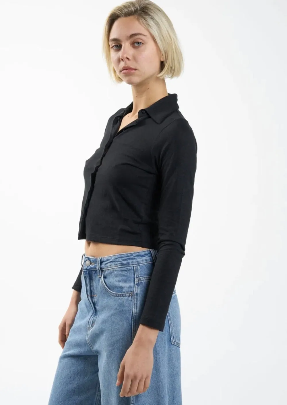 Hemp Collared LS Black