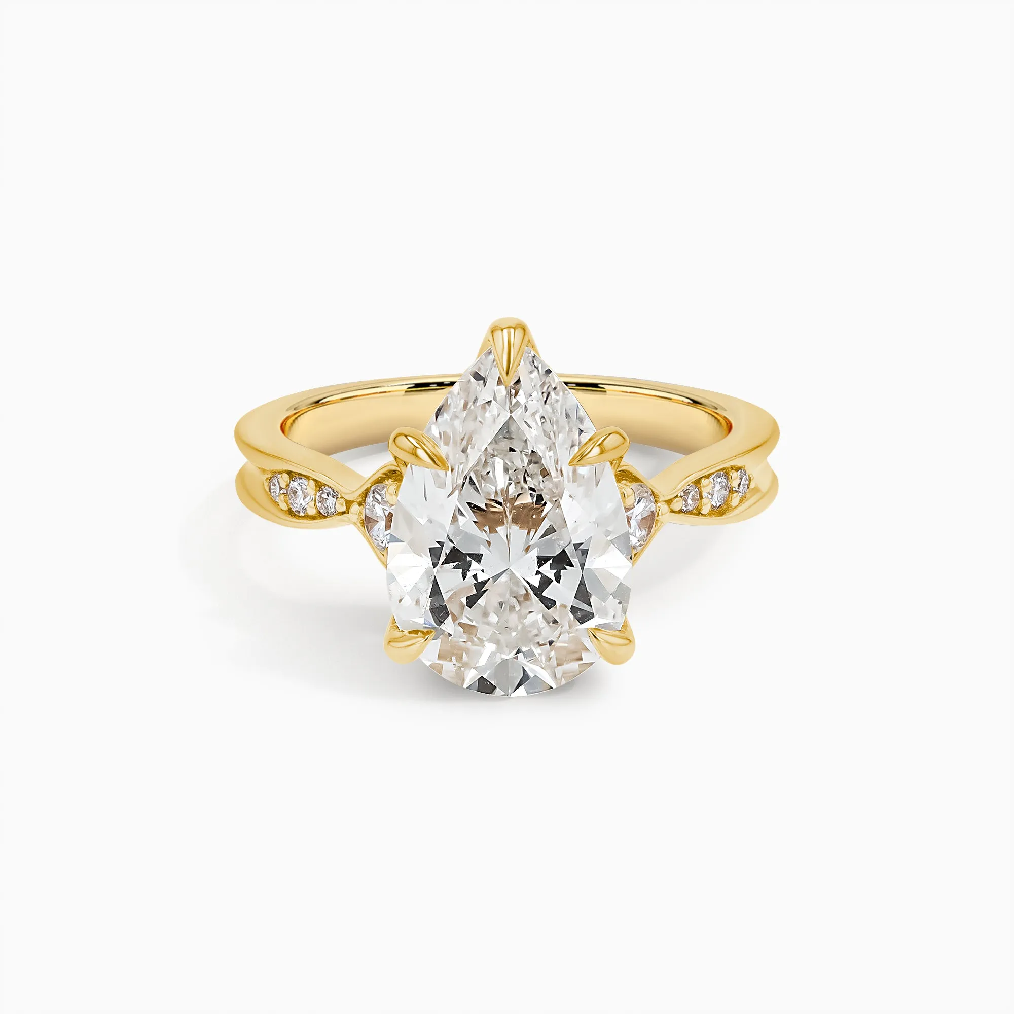 Heritage 3ct. Pear-Cut Lab Diamond Statement Engagement Ring in 18K Yellow Gold size 4.5