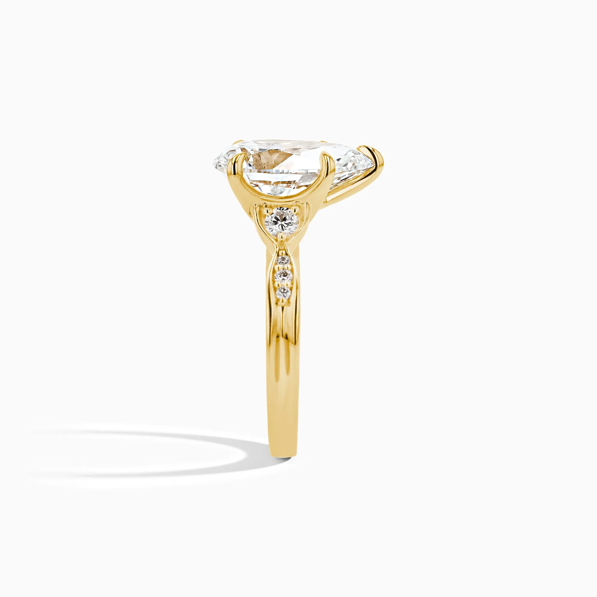 Heritage 3ct. Pear-Cut Lab Diamond Statement Engagement Ring in 18K Yellow Gold size 4.5