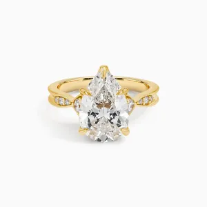 Heritage 3ct. Pear-Cut Lab Diamond Statement Engagement Ring in 18K Yellow Gold size 4.5